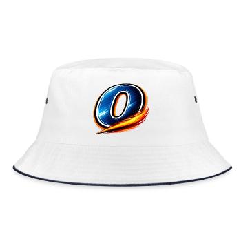 Stylisches Nummer 0 Motiv im sportlichen Look - Bucket Hat - Weiß/Navy - Vorne