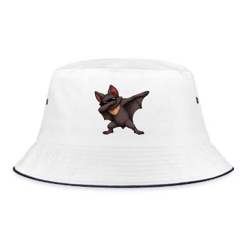 Dabbing Fledermaus - Bucket Hat - Weiß/Navy - Vorne