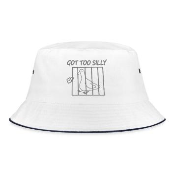 Got Too Silly Pigeon in Cage - Bucket Hat - white/navy - Front