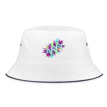 Neon Zigzag Graffiti - Bucket Hat - white/navy - Front