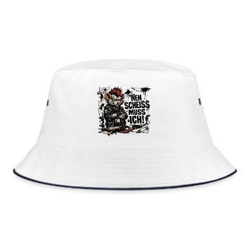 Ratte nen Scheiss muss ich frecher Spruch - Bucket Hat - Weiß/Navy - Vorne