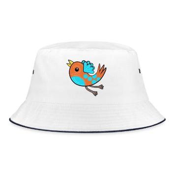 Litte Orange Bird - Bucket Hat - Weiß/Navy - Vorne