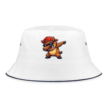 Dabbing Warthog - Bucket Hat - white/navy - Front