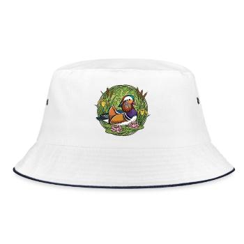 mandarin duck - Bucket Hat - white/navy - Front