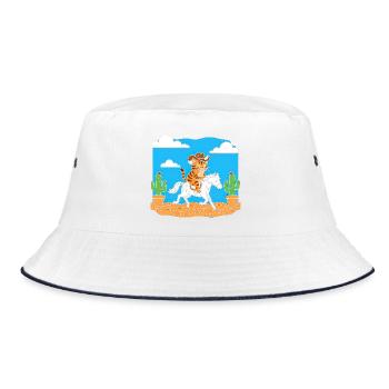 Cat Cowboy in Desert Ride - Bucket Hat - white/navy - Front