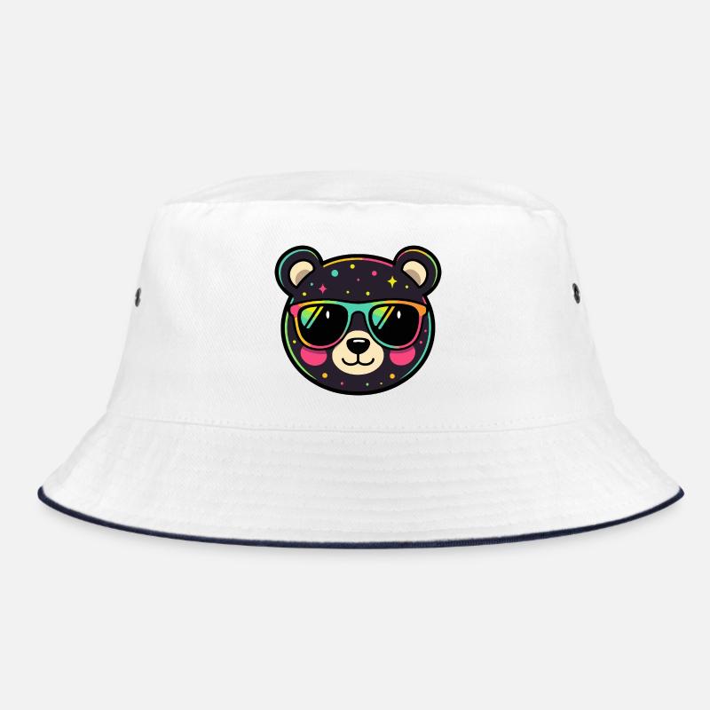 Polychrome Neon Panda with Glasses Bucket Hat