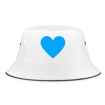 Blaues Herz – minimalistischer Look - Bucket Hat - Weiß/Navy - Vorne