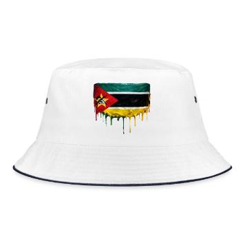 Mozambique Flaggen-Gemälde Tropfen - Bucket Hat - Weiß/Navy - Vorne