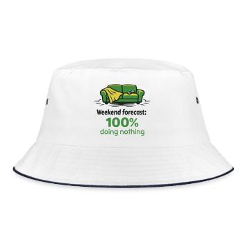 Wochenende Prognose: 100% nichts tun - Bucket Hat - Weiß/Navy - Vorne