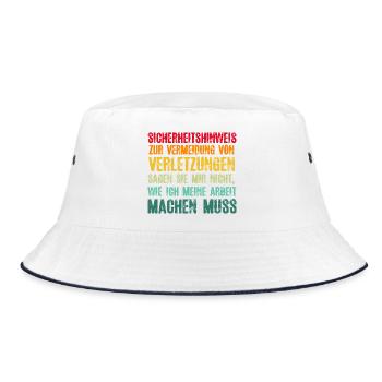 Sicherheitshinweis Zur Vermeidung von Verletzungen - Bucket Hat - Weiß/Navy - Vorne