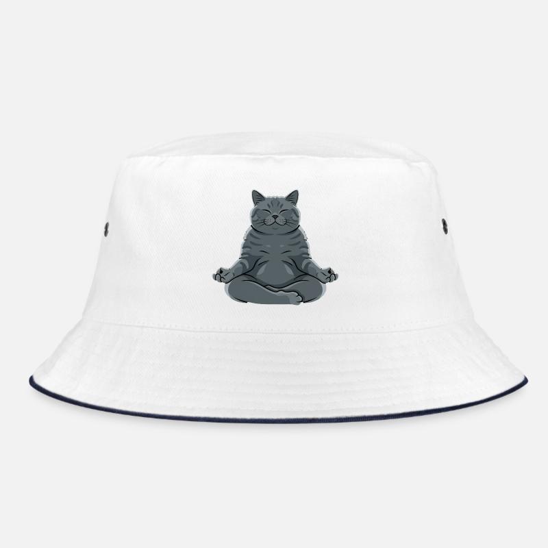 Meditating Gray Cat Bucket Hat