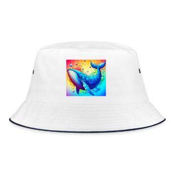 Wal - Bucket Hat - Weiß/Navy - Vorne
