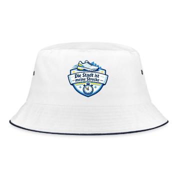 Stadtlauf Sticker Meine Strecke - Bucket Hat - Weiß/Navy - Vorne