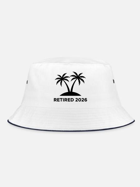 Retired 2026 Pension Island Logo - Bucket Hat - white/navy - Front