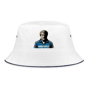 Aristoteles' Straßenkluges Porträt - Bucket Hat - Weiß/Navy - Vorne