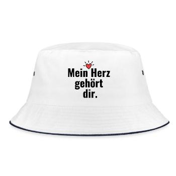 Mein Herz gehört dir - Bucket Hat - Weiß/Navy - Vorne