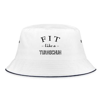 Fitness, Spruch Gym, Fit like a Turnschuh - Bucket Hat - Weiß/Navy - Vorne