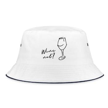 Wein statt Nein, Wine not, Geschenk für Genießer! - Bucket Hat - Weiß/Navy - Vorne