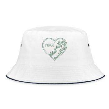 Tirol Herz Alpenweg - Bucket Hat - Weiß/Navy - Vorne