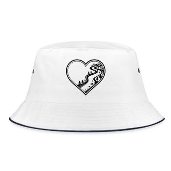 Customizable heart with forest, hiking trail - Bucket Hat - white/navy - Front