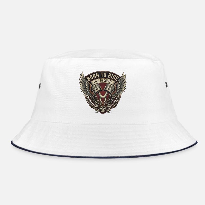 Motorcycle Biker V-Twin Motor Skull Skull Rocker Bucket Hat