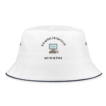 Papa programmiert – Babyartikel für kleine Hacker  - Bucket Hat - Weiß/Navy - Vorne