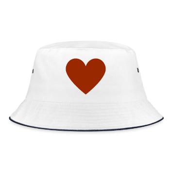 Rust-colored heart - minimalist look - Bucket Hat - white/navy - Front