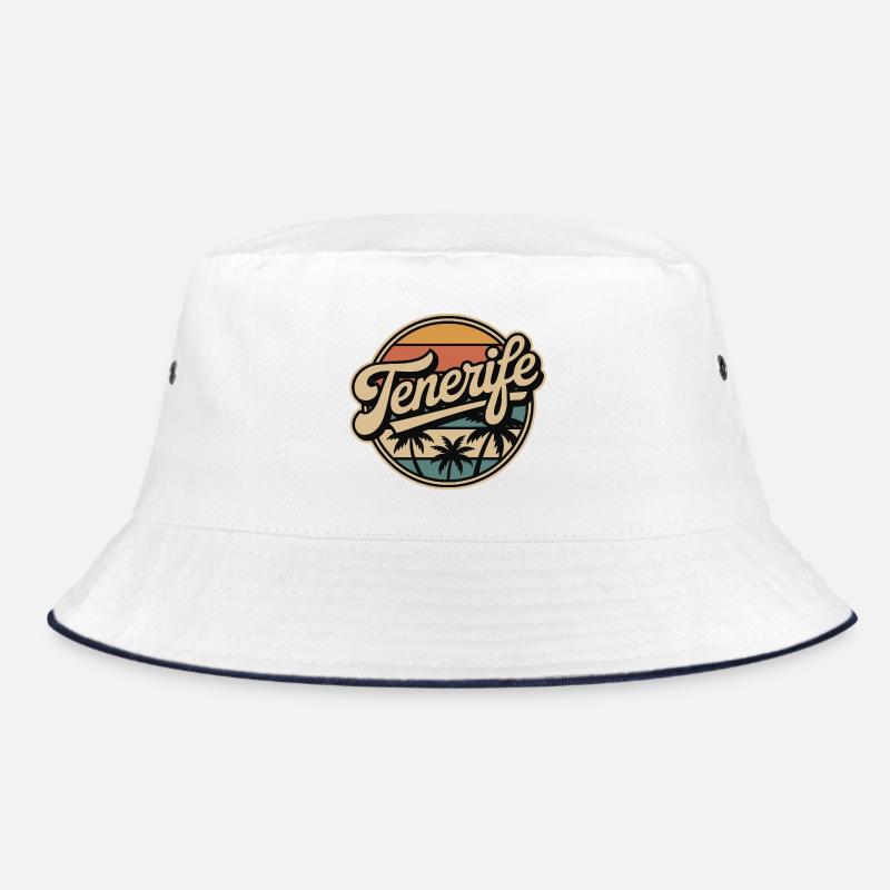 Tenerife Retro Sunset Design - Bucket Hat - white/navy