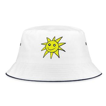 Lächelnde Cartoon-Sonne Kinder - Bucket Hat - Weiß/Navy - Vorne