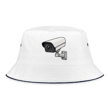 Security Camera Illustration - Bucket Hat - white/navy - Front