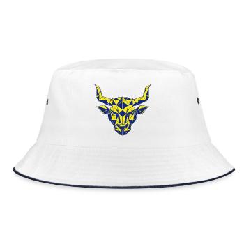 Geometric Bull Head Yellow-Navy - Bucket Hat - white/navy - Front