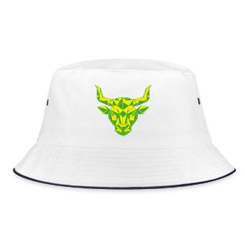 Geometric Taurus Head Yellow Green Zodiac Sign - Bucket Hat - white/navy - Front