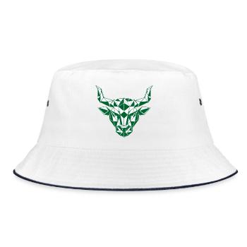Geometric Bull Head Green Polygon - Bucket Hat - white/navy - Front