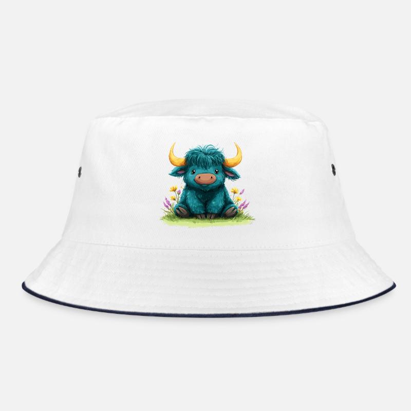 Yak bleu dans une mer de fleurs Bob