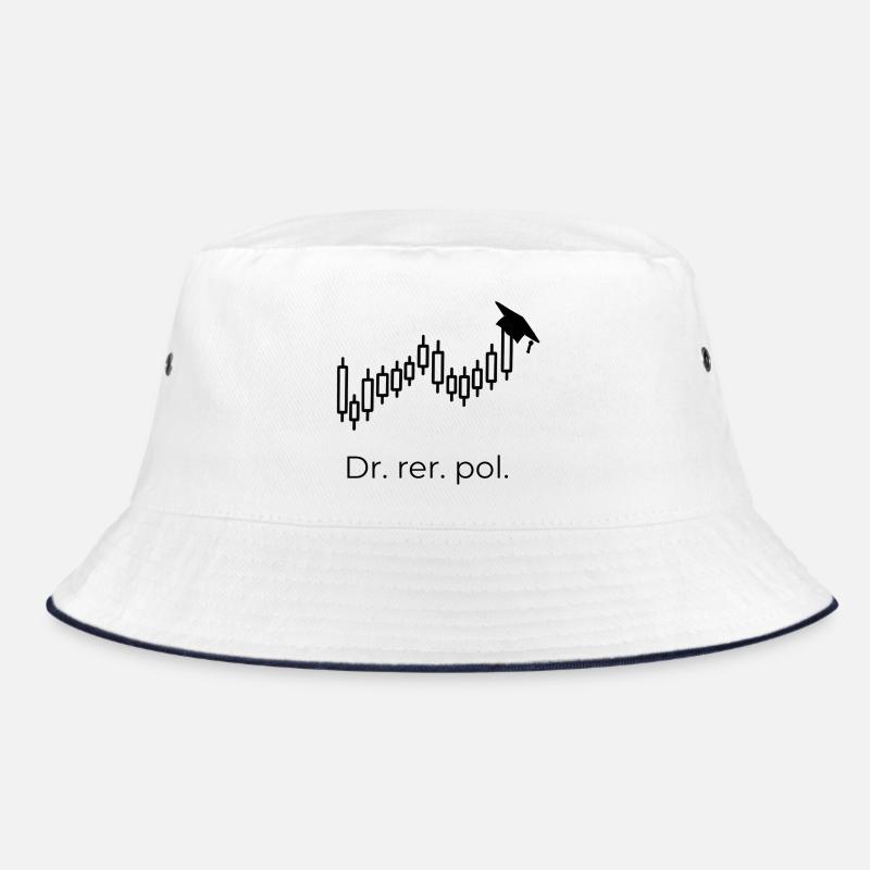 Dr. rer. pol. Börsenchart - Bucket Hat - Weiß/Navy