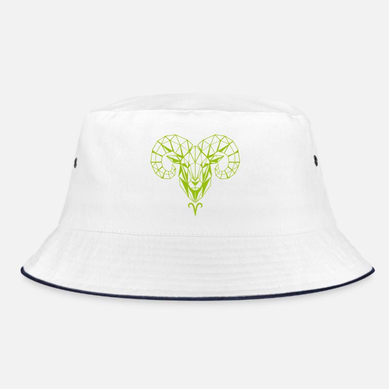 Geometric Rams Head Mesh Design Bucket Hat