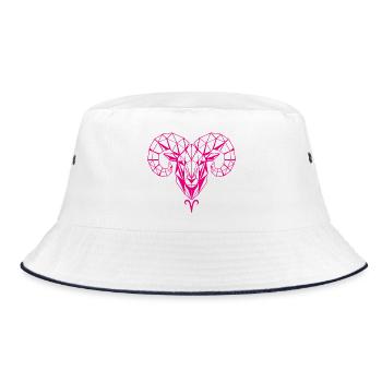 Geometric Pink Ram Head - Bucket Hat - white/navy - Front