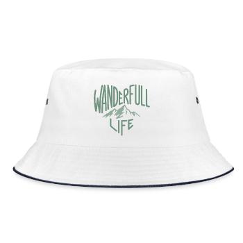 Wanderfull Life, Funny Pun Hiking - Bucket Hat - white/navy - Front