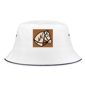  Pferdekopf Zaumzeug Reitsport - Bucket Hat - Weiß/Navy - Vorne
