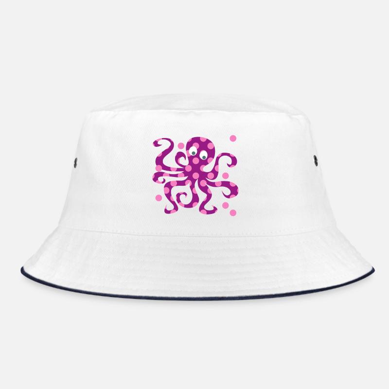 Octopus Dots Squid Pink Nursery Bucket Hat