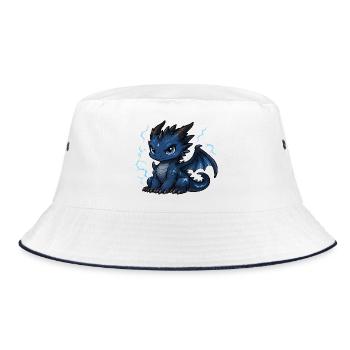 Blau Blitzdrache - Bucket Hat - Weiß/Navy - Vorne
