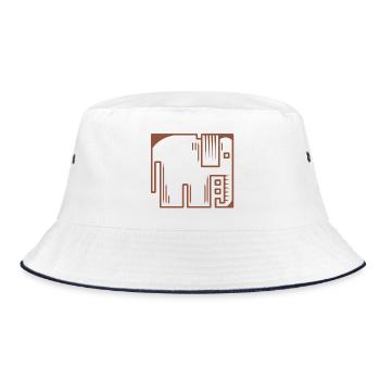 Elefant - Bucket Hat - Weiß/Navy - Vorne