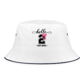 Hello 2 Est 2024 Pink Bow Design - Bucket Hat - white/navy - Front