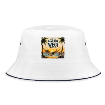  Ich Bin Dann Mal Weg Kein Netz Keine Emails Keine - Bucket Hat - Weiß/Navy - Vorne