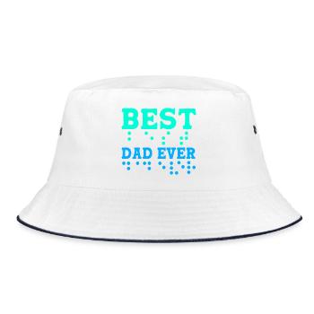 Blind Blindenschrift Braille - Bucket Hat - Weiß/Navy - Vorne