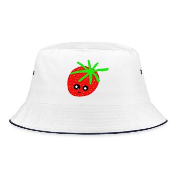 Erdbeere Kinder Erdbeeren  - Bucket Hat - Weiß/Navy - Vorne