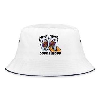 Doppelkopf: Geistige Stärke - Bucket Hat - Weiß/Navy - Vorne
