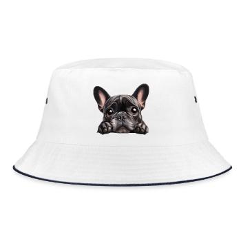 Cuddly Buldog Eye-Catching Graphic - Bucket Hat - white/navy - Front