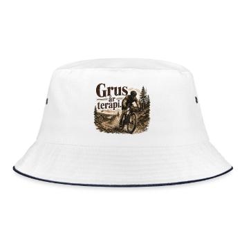 Gravel Bike: Kies ist Therapie - Bucket Hat - Weiß/Navy - Vorne