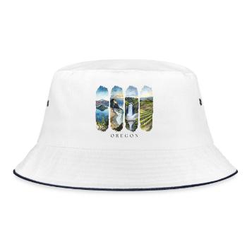 Oregon Travel – Pacific & Cascades Nature Design - Bucket Hat - white/navy - Front